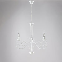 Lampadario Provenzale Candelabro Alma 3 Luci Ferro Battuto Bianco Shabby