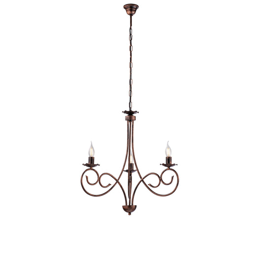 Lampadario Provenzale Candelabro Alma 3 Luci Ferro Battuto Nero E Rame