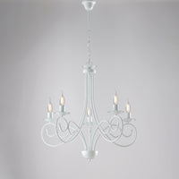 Lampadario Provenzale Candelabro Alma 5 Luci Ferro Battuto Bianco Shabby