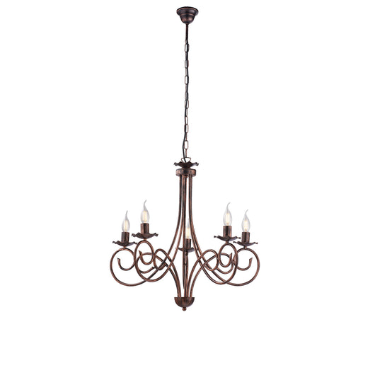 Lampadario Provenzale Candelabro Alma 5 Luci Ferro Battuto Nero E Rame