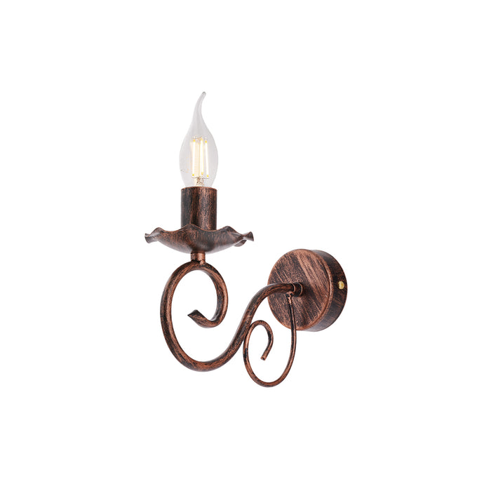 Applique Provenzale Alma 1 Luce Ferro Battuto Nero E Rame