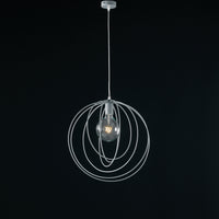 Sospensione Minimal 1 Luce Cerchi Ferro Laccato Grigio Serie Round