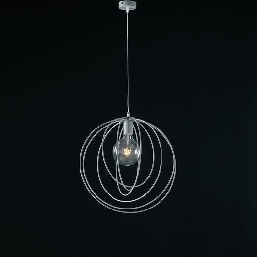 Sospensione Minimal 1 Luce Cerchi Ferro Laccato Grigio Serie Round