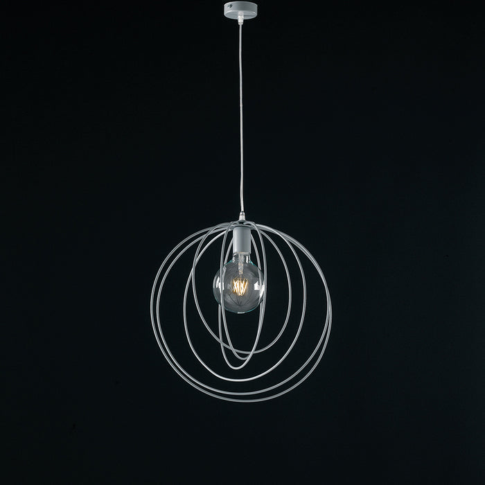 Sospensione Minimal 1 Luce Cerchi Ferro Laccato Grigio Serie Round