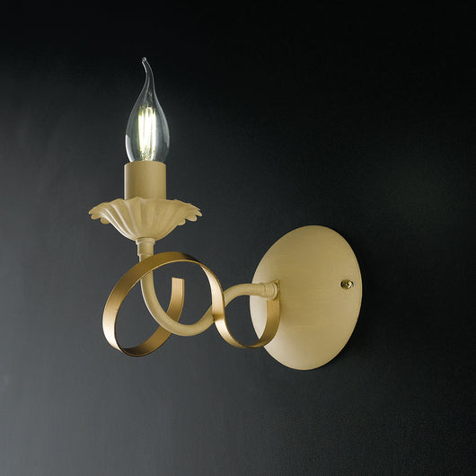 Applique Classico 1 Luce Ferro Battuto Avorio E Oro Serie Bandolo