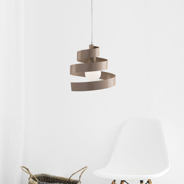 Sospensione Moderna Helix 1 Luce In Ferro Laccato Tortora