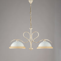 Bilanciere Rustico 2 Luci Ferro Battuto Avorio e Vetro Serie Miranda