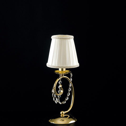 Lumetto Shabby Chic Magda Metallo E Cristallo Oro 1 Luce E14 Con Paralume