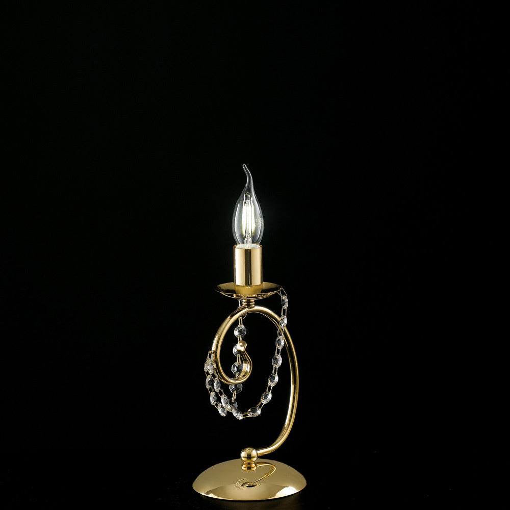 Lumetto Shabby Chic Magda Metallo E Cristallo Oro 1 Luce E14