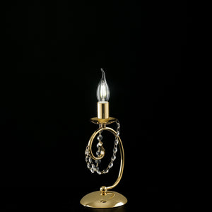 Lumetto Shabby Chic Magda Metallo E Cristallo Oro 1 Luce E14