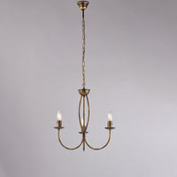 Botte - Lampadario in ferro laccato marrone con decoraz. oro antico 3 luci 110 - Ø45 - BL147-3-BR