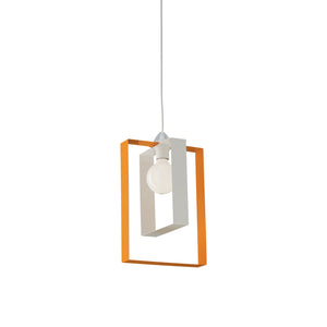 Sospensione Moderna Duplo 1 Luce Ferro Laccato Bianco E Arancio