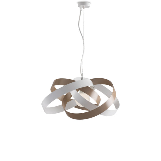 Sospensione Moderna Vertigo 1 Luce 4 Cerchi Ferro Laccato Bianco E Tortora