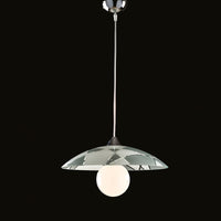 Sospensione Diam.40 Cm 1 Luce Vetro Serigrafato Bianco E Grigio Serie Trapezio