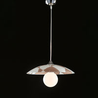Sospensione Diam.40 Cm 1 Luce Vetro Serigrafato Bianco E Tortora Serie Trapezio