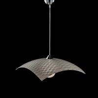 Sospensione Moderna 1 Luce Vetro 50x50 Serigrafia Scacchi Tortora Serie Dama