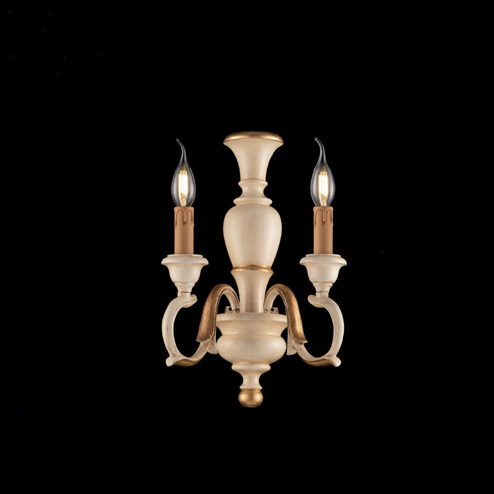 Fiorenza Applique in legno avorio e foglia oro 2 luci .18 P.16 BL172-AP2-AV