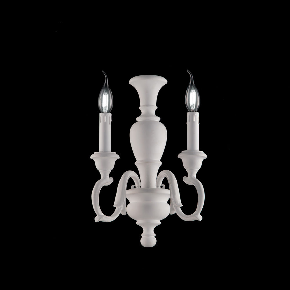 Fiorenza Applique in legno bianco shabby 2 luci .18 P.16 BL172-AP2-BCO
