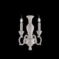 Fiorenza Applique in legno bianco shabby 2 luci .18 P.16 BL172-AP2-BCO