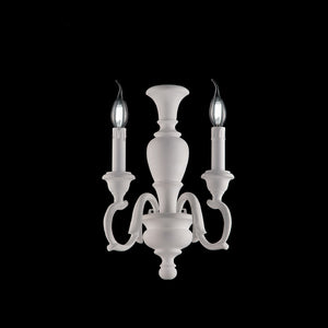 Fiorenza Applique in legno bianco shabby 2 luci .18 P.16 BL172-AP2-BCO