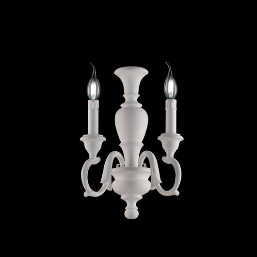 Fiorenza Applique in legno bianco shabby 2 luci .18 P.16 BL172-AP2-BCO