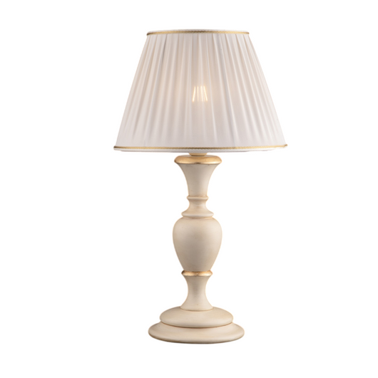 Fiorenza Lume in legno avorio e oro 1 luce con paralume dm.35 H.62 Ø35 BL172-LM-AV
