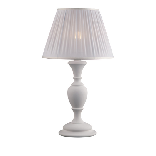 Fiorenza Lume in legno bianco shabby 1 luce con paralume dm.35 H.62 Ø35 BL172-LM-BCO