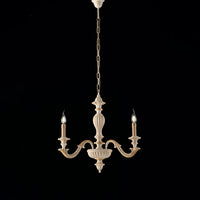 Leonardo Lampadario in legno avorio e foglia oro 3 luci 117 Ø43 BL180-3-AV