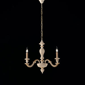 Leonardo Lampadario in legno avorio e foglia oro 3 luci 117 Ø43 BL180-3-AV