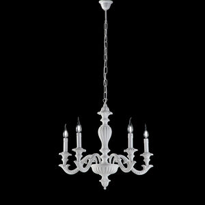 Leonardo Lampadario in legno bianco shabby 5 luci 117 Ø53 BL180-5-BCO
