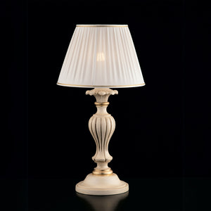 Leonardo Lume in legno avorio e oro 1 luce con paralume dm.35 H.62 Ø35 BL180-LM-AV