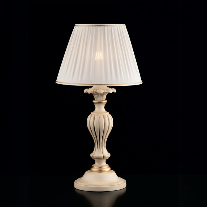 Leonardo Lume in legno avorio e oro 1 luce con paralume dm.35 H.62 Ø35 BL180-LM-AV