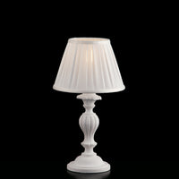 Leonardo Lumetto in legno bianco shabby 1 luce con paralume dm.20 H.43 Ø20 BL180-LT-BCO