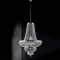Lampadario Classico Mozart Metallo E Cristallo Cromo 10 Luci E14