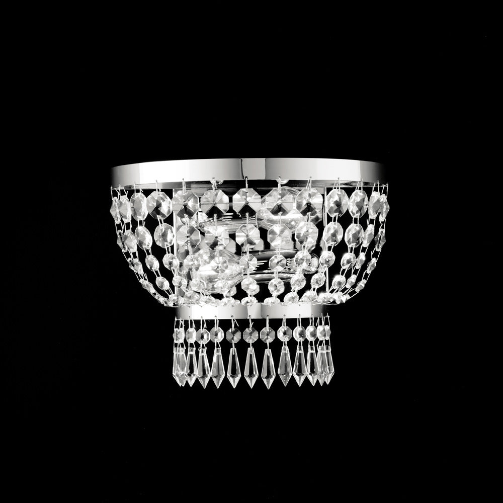 Mozart Applique in ferro e ottone cromato con strass 2 luci .27 P.14 BL189-AP2-CR