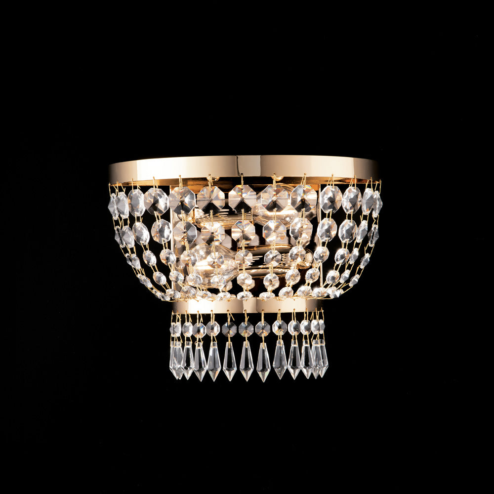 Mozart Applique in ferro e ottone dorato con strass 2 luci .27 P.14 BL189-AP2-OR