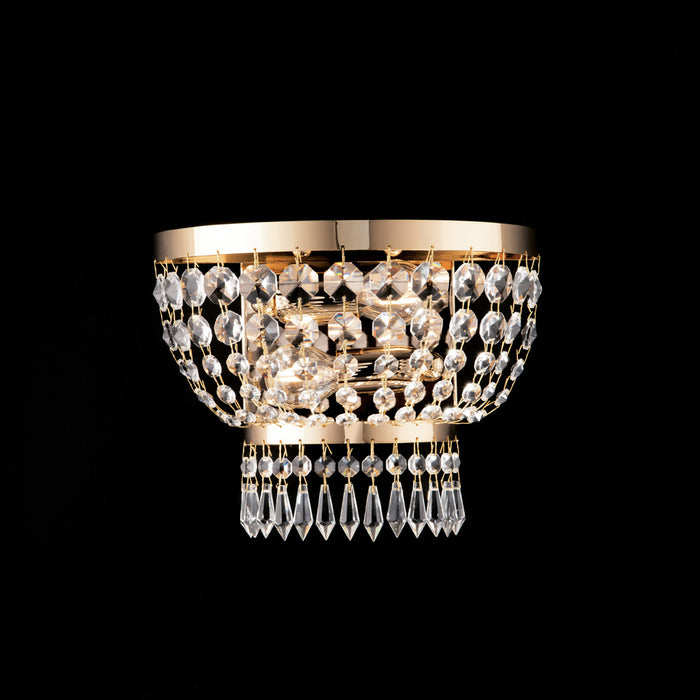 Mozart Applique in ferro e ottone dorato con strass 2 luci .27 P.14 BL189-AP2-OR