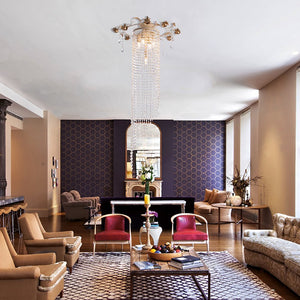 Plafoniera Classico Shabby Avorio E Oro Con Strass In Cristallo 5 Luci Lolita