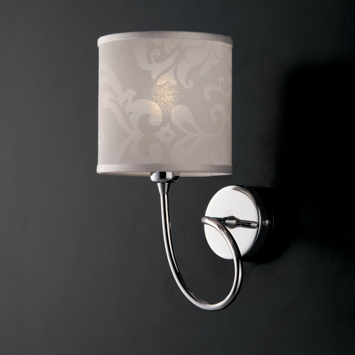 Applique Design Moderno Ferro Cromo Con Paralume Bianco 1 Luce Lunatico