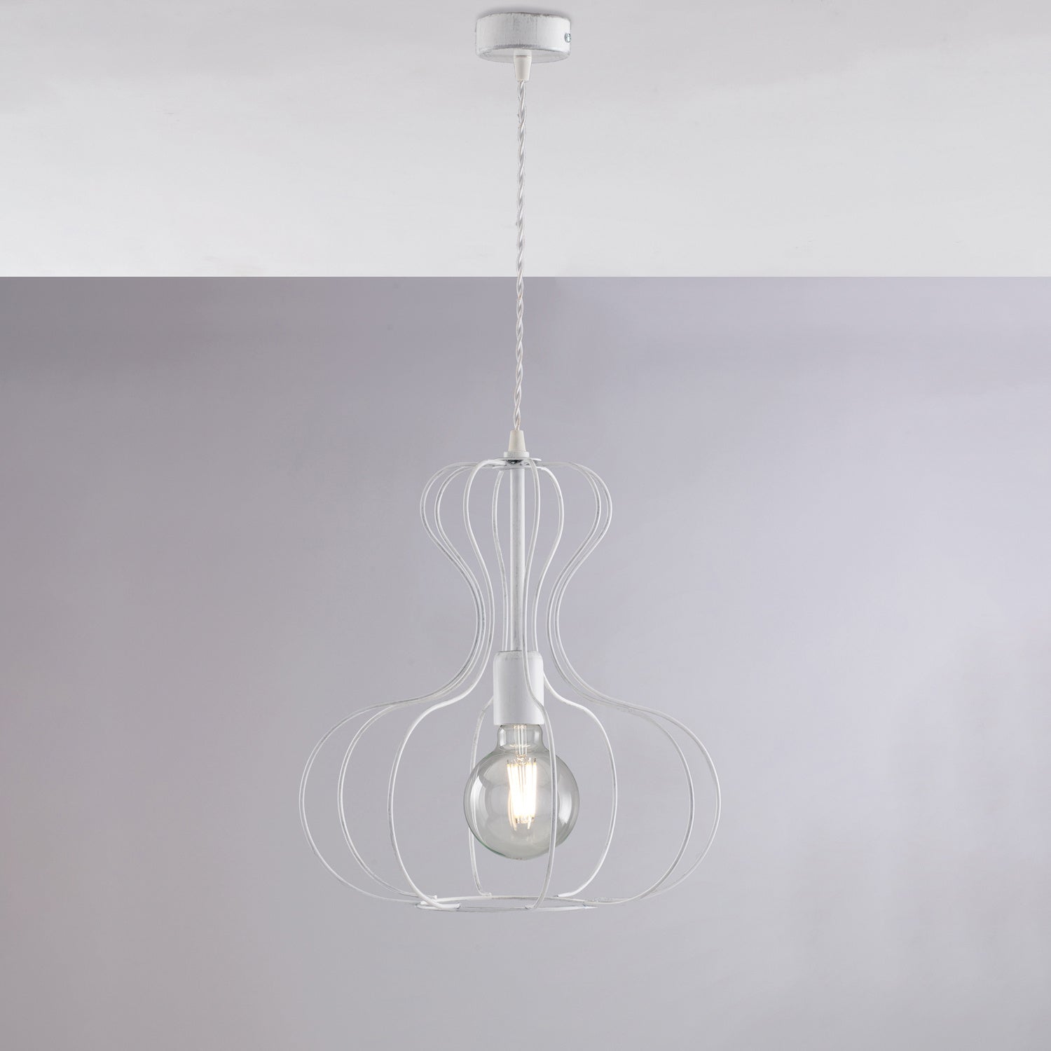 Sospensione Industrial Titty 1 Luce Ferro Laccato Bianco E Argento