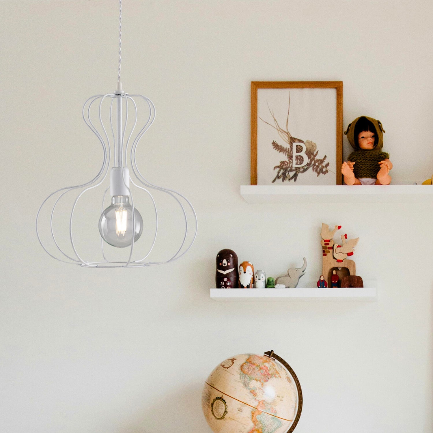 Sospensione Industrial Titty 1 Luce Ferro Laccato Bianco E Argento