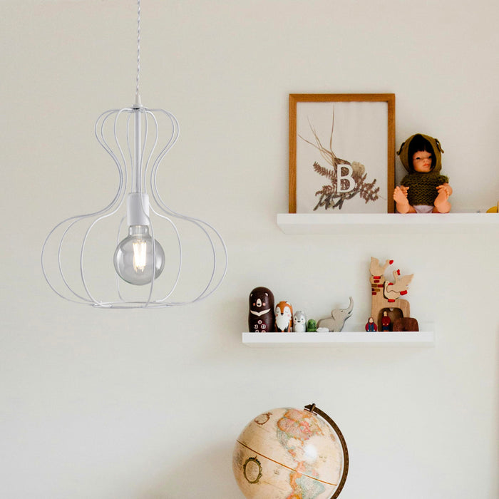 Sospensione Industrial Titty 1 Luce Ferro Laccato Bianco E Argento