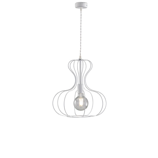 Sospensione Industrial Titty 1 Luce Ferro Laccato Bianco E Argento