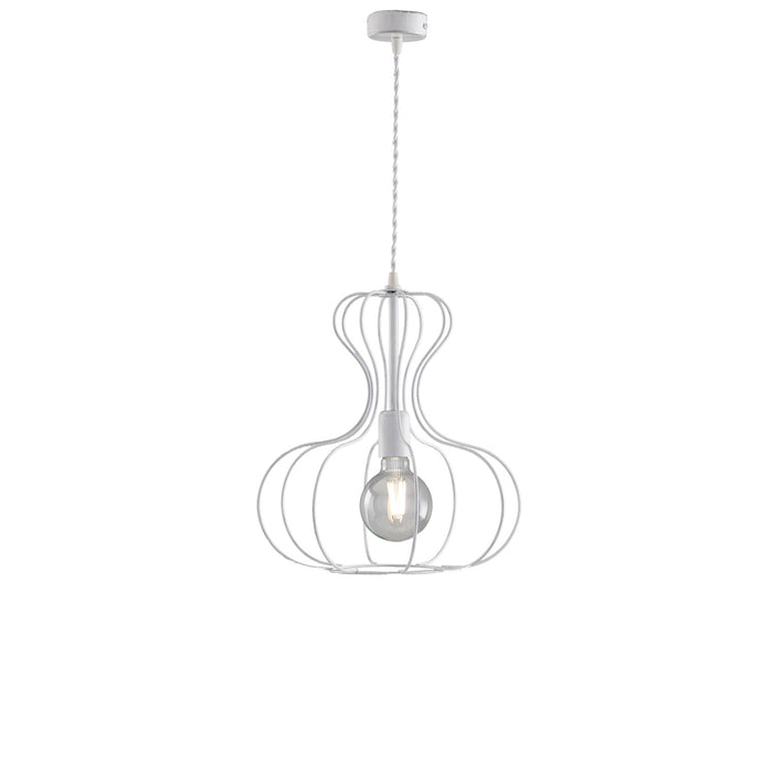 Sospensione Industrial Titty 1 Luce Ferro Laccato Bianco E Argento