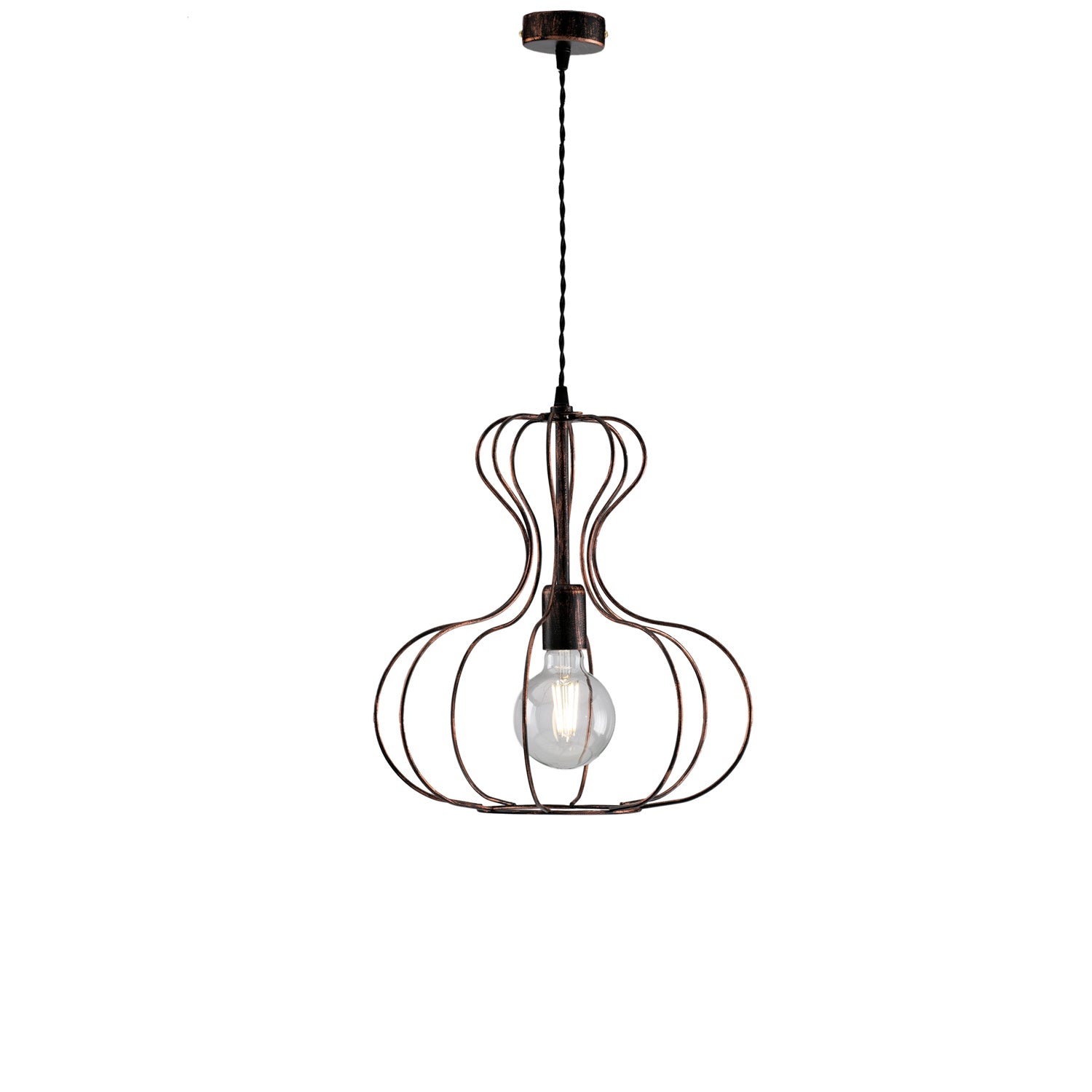 Sospensione Industrial Titty 1 Luce Ferro Laccato Nero E Rame