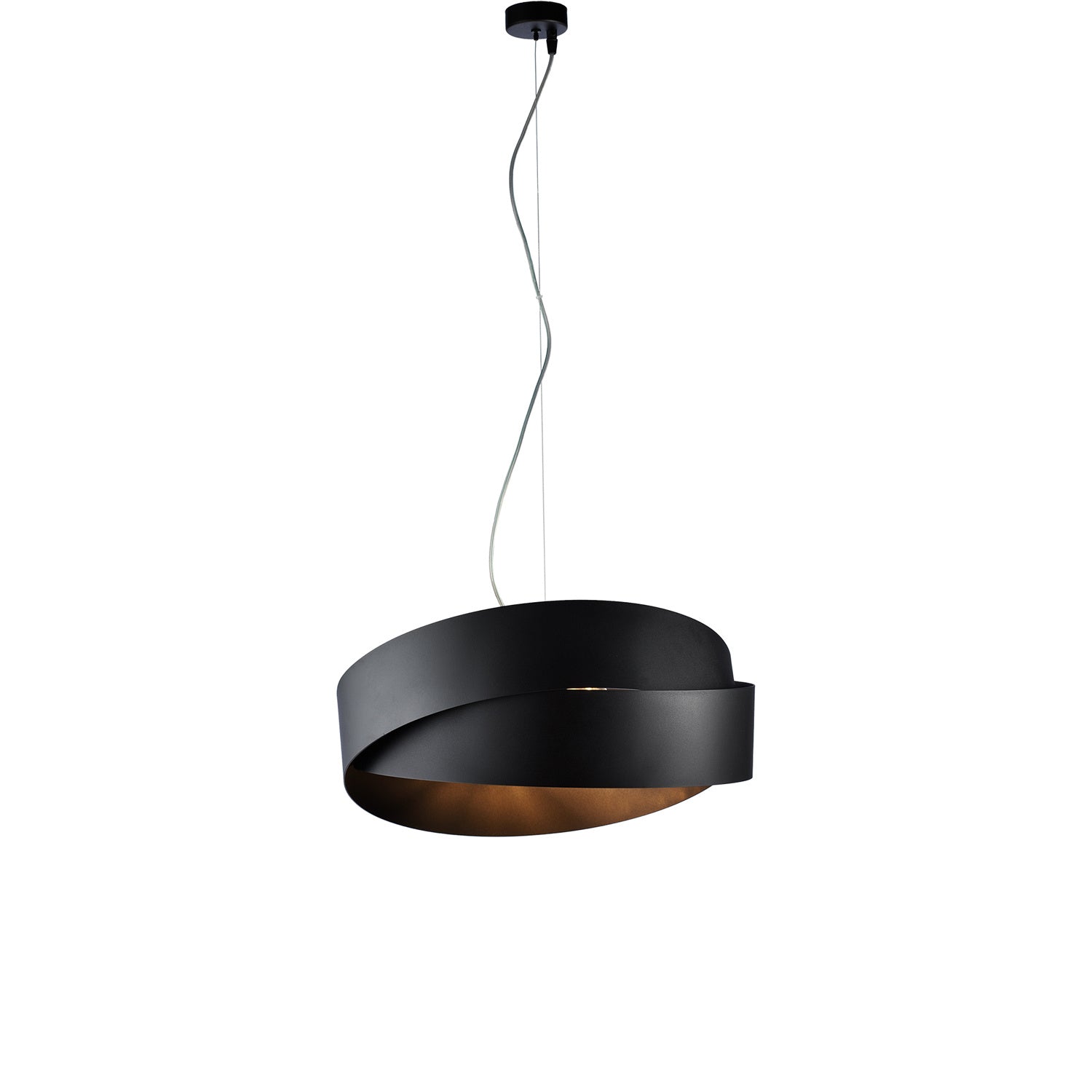 Sospensione Moderna Astro 2 Luci Ferro Laccato Nero Con Oro