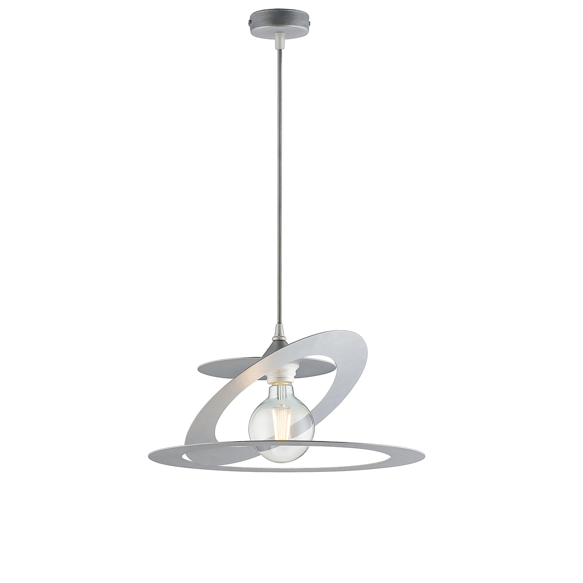 Sospensione Moderna 1 Luce Ferro Taglio Laser Argento Serie Geko