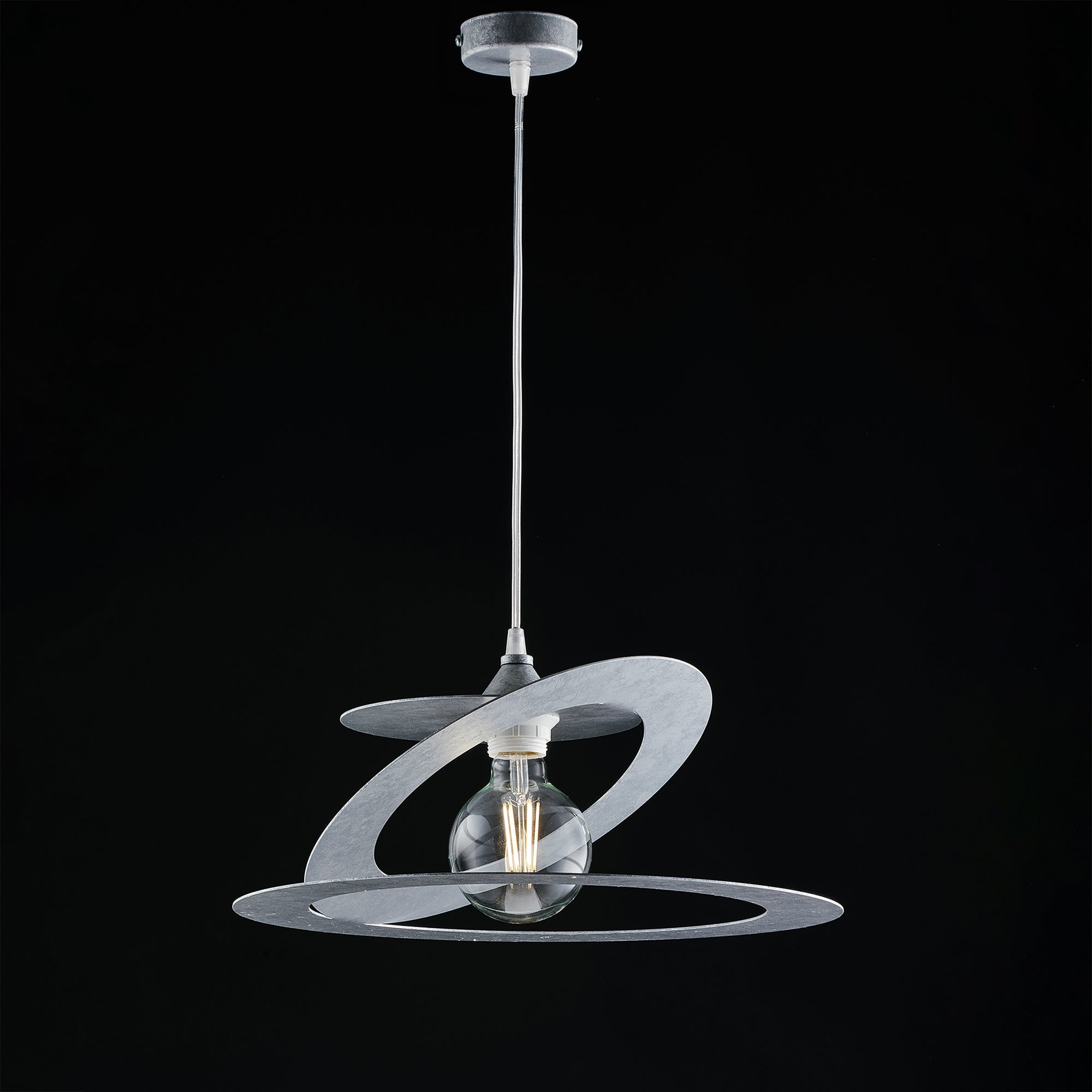 Sospensione Moderna 1 Luce Ferro Taglio Laser Argento Serie Geko