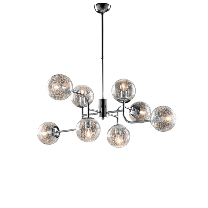 Ikarus Sospensione in ferro cromo lucido 8 luci X 93 Ø93 BL213-8-CR