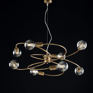 Sospensione Moderna 8 Luci Ferro Bronzo Spazzolato Serie Vortex